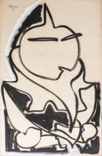 Charles Lapicque (Français, 1898-1988)Tamerlan, 1950Huile sur papier. Haut. 100, Larg....
