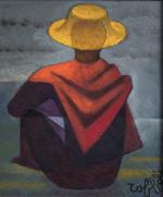 Louis Toffoli (Français, 1907-1999)"Le châle rouge", 1972Huile sur toile signée...