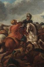 Entourage de Jacques Courtois (1621-1676)
Bataille

Toile. 

Haut. 53 Larg. 110 cm....