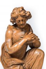 France, fin du XIXe siècle 
Ange adorateur 

en bois sculpté...