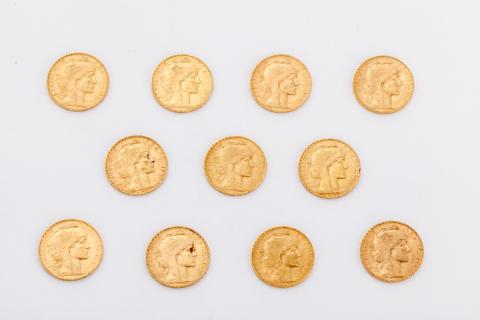 Lot de 8 pièces de billets de banque en or 24 carats, ensemble en