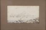 ANTONIO SENAPE (1788-1850) Paysage lacustreDessin au crayon et encre.Haut. 16,4,...