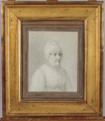 ÉCOLE DU XIXe Portrait de femmeCrayon.Haut. 17,5, Larg. 14,5 cm.