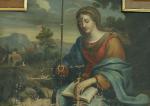 ÉCOLE ANCIENNE Sainte Agnès en lecture Huile sur toile.Haut. 134,...
