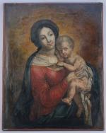 ÉCOLE FRANÇAISE DU XVIIIed'après Pierre MIGNARD (1612-1695)Vierge à l'EnfantToile.Haut. 80,...