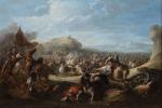 JACQUES IGNACE PARROCEL (AVIGNON,1667-MONS,1722) Scène de bataille Toile.Haut. 81, Larg....