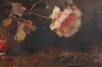 VICTOR LECLAIRE (1830-1885) Jetée de rosesToile signée en bas à...