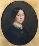 FRANÇOIS BERNARD (1812-c. 1875) 
Portrait de jeune femme au camée,...