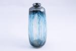 Claude Monod (Français, 1944-1990)Vase oblong gris bleu transparent avec coulures...