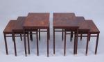 Nguyen THANH LEY (1919- 2003)Paire de trois tables gigognesen laque...