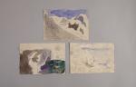 LOUIS VALTAT (Dieppe 1869-Paris, 1952)Trois paysagesCrayon et couleurs sur papier,...