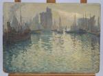 ERNEST JEAN CHEVALIER (1862-1917)Le port de La RochellePanneau, signé. Haut....