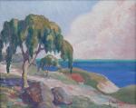 FLORIMOND METEREAU (1888-1978) Arbres vers la mer, 1921Huile sur toile.Haut....