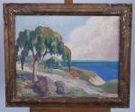 FLORIMOND METEREAU (1888-1978) Arbres vers la mer, 1921Huile sur toile.Haut....