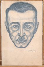 attribué à LASZLO MOHOLY-NAGY (Hongrois, 1895-1946)Autoportrait présumé.Fusain et crayon sur...