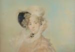 ÉCOLE VERS 1900 Portrait de femme au chapeauPastel marouflé sur...
