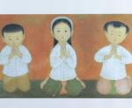 MAI THU (1906-1980)La Prière des EnfantsEstampe sur soie, signée à...