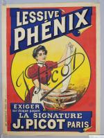 Hygiène2 affiches"(J. PICOT, seul propriétaire, PARIS) / LESSIVE PHENIX". Vers...