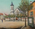 Maurice Utrillo (Paris, 1883-1955, Dax)Église de banlieue, c. 1925Huile sur...