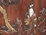 Japon, époque Meiji (1868-1912).
Panneau représentant Jurojin

en bois à décor sculpté...