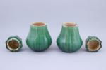 Chine, vers 1900.Paire de vases en forme de cucurbitacée en...