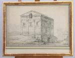 École française du XVIIIe siècle 
Vue animée d’un temple transformé...