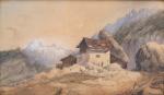 Eugène Petitville (1815-1868)Paysage de montagneAquarelle Signée en bas à gauche.Haut....