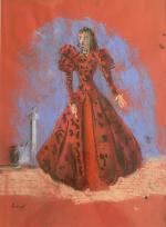 Christian Bérard (Paris, 1902-1949)Projet de costume à la robe rougePastel....