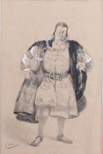 George Clairin (Paris, 1843-1919, Clohars-Carnoët)
Gentilhomme

Crayon, encre et lavis sur papier.
Signé...