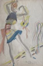 Olga Klein-Astrachan (1907-1999)Danseuse au noeud rouge, 1929Aquarelle et crayon sur...
