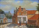 d'après James Ensor (Belge, 1860-1949)Village flamand Reproduction sur toile.Haut. 15...