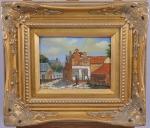 d'après James Ensor (Belge, 1860-1949)Village flamand Reproduction sur toile.Haut. 15...