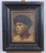 G. Bocquet (Fin XIXe-début du XXe siècles)Portrait d'adolescent, 1918Huile sur...