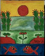 Jaber (Tunisien, 1938-2021), Jaber El Mahjoub, ditLes cactus, 2017	Acrylique sur...