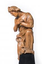 France, fin du XIXe siècle 
Ange adorateur 

en bois sculpté...