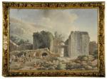 Louis-François CASSAS (Azay-le-Ferron 1756 - Versailles 1827)Ruines antiques et soldats...