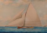 Louis ROUX (1817 - 1903)Voiliers en mer.Paire d'aquarelles signées et...