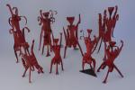 Roger CHOMEAUX, dit CHOMO (1907-1999)Orchestre, AlunisHuit sculptures en tôle peinte...
