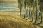 DAVID Hermine (1886-1970). Paysage de Beauce.Aquarelle, signée en bas à...