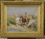 Jules Antoine VOIRIN (1833-1898). Le guardian et le cheval camarguais....