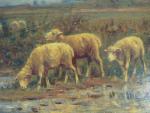 Albert CHARPIN (1842-1924).Troupeau de moutons.Panneau signé en bas à gauche....