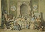 Abraham Samuel FISCHER (1744-1809).Deux dessins : Galante assemblée conversant et...