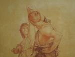 Émile LEVY (1826-1890).Daphnis et Chloé.Crayon et sanguine, signé en bas...