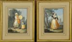 Saverio Xavier DELLA GATTA (1777-1829).Deux gouaches : Femme au tambourin...