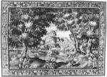 TAPISSERIE d'AUBUSSON, XVIIe siècle, verdure animée de volatiles dans un...
