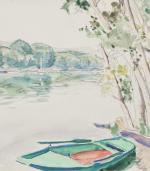 Albert MARQUET (Bordeaux, 1875 - Paris, 1947)Barque sur la Seine...