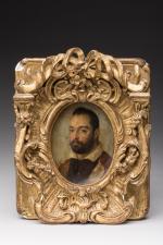 École ROMAINE vers 1580.Portrait d'homme barbu.Plomb. Au revers, une inscription...