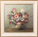 Jules LELEU (Boulogne-sur-Mer, 1883 - Paris, 1961)Bouquet d'anémones.Huile signée en...