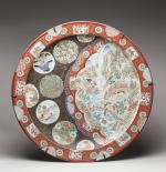 JAPON, XVIII-XIXe
 
Paire de grands PLATS en porcelaine 
polychrome et...