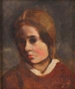 François BONVIN (Paris, 1817 - Saint-Germain-en-Laye, 1887)Portrait d'une jeune fille.Huile...